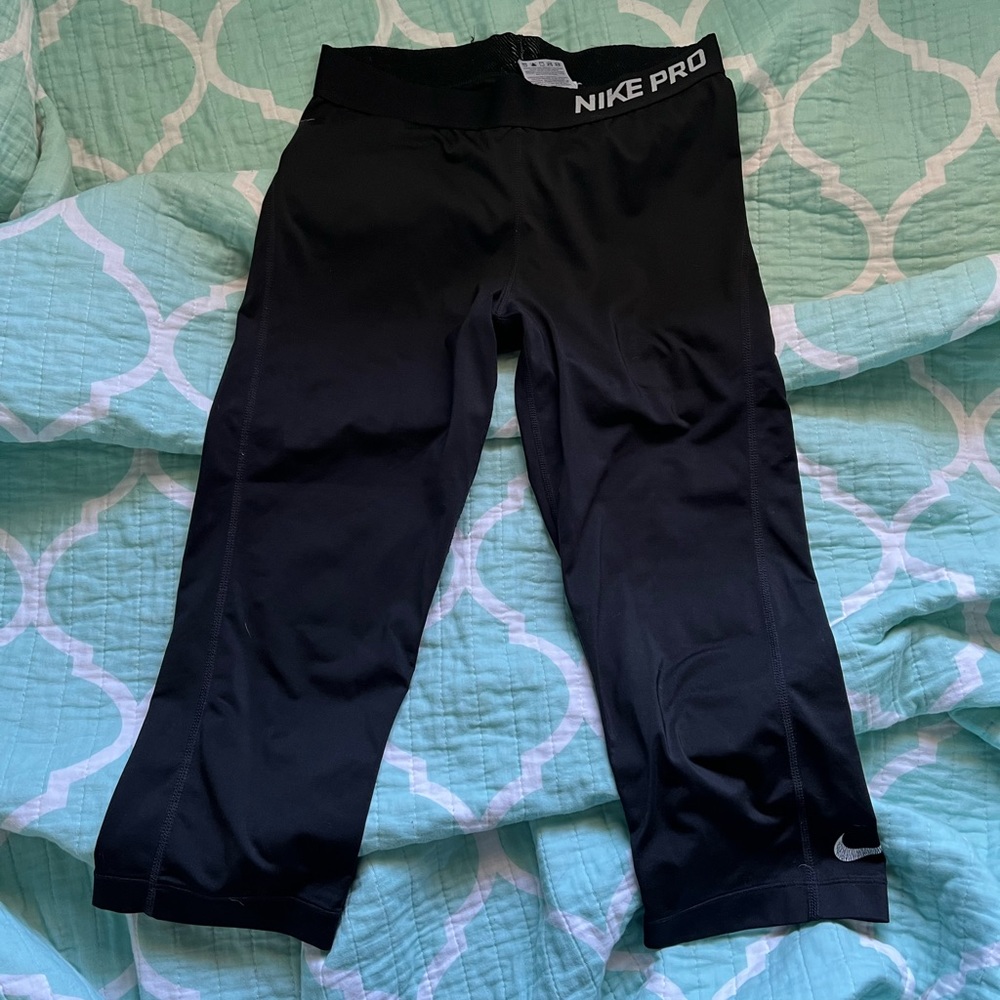 Nike pro dri fit cropped black womens leggings tights medium